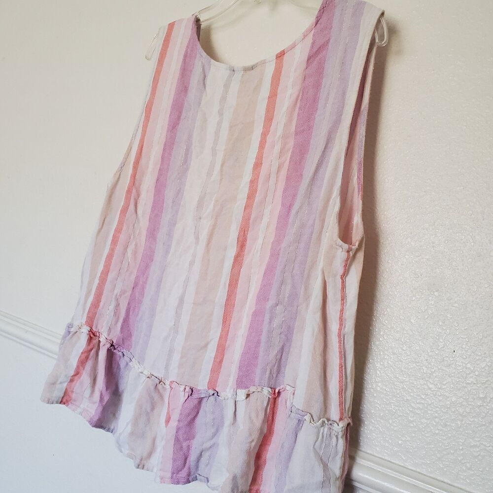Rails Mira Juliette Striped Peplum Tank Top Size XL Sleeveless V Neck Multicolor - Picture 10 of 16